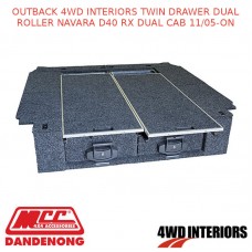 OUTBACK 4WD INTERIORS TWIN DRAWER DUAL ROLLER NAVARA D40 RX DUAL CAB 11/05-ON